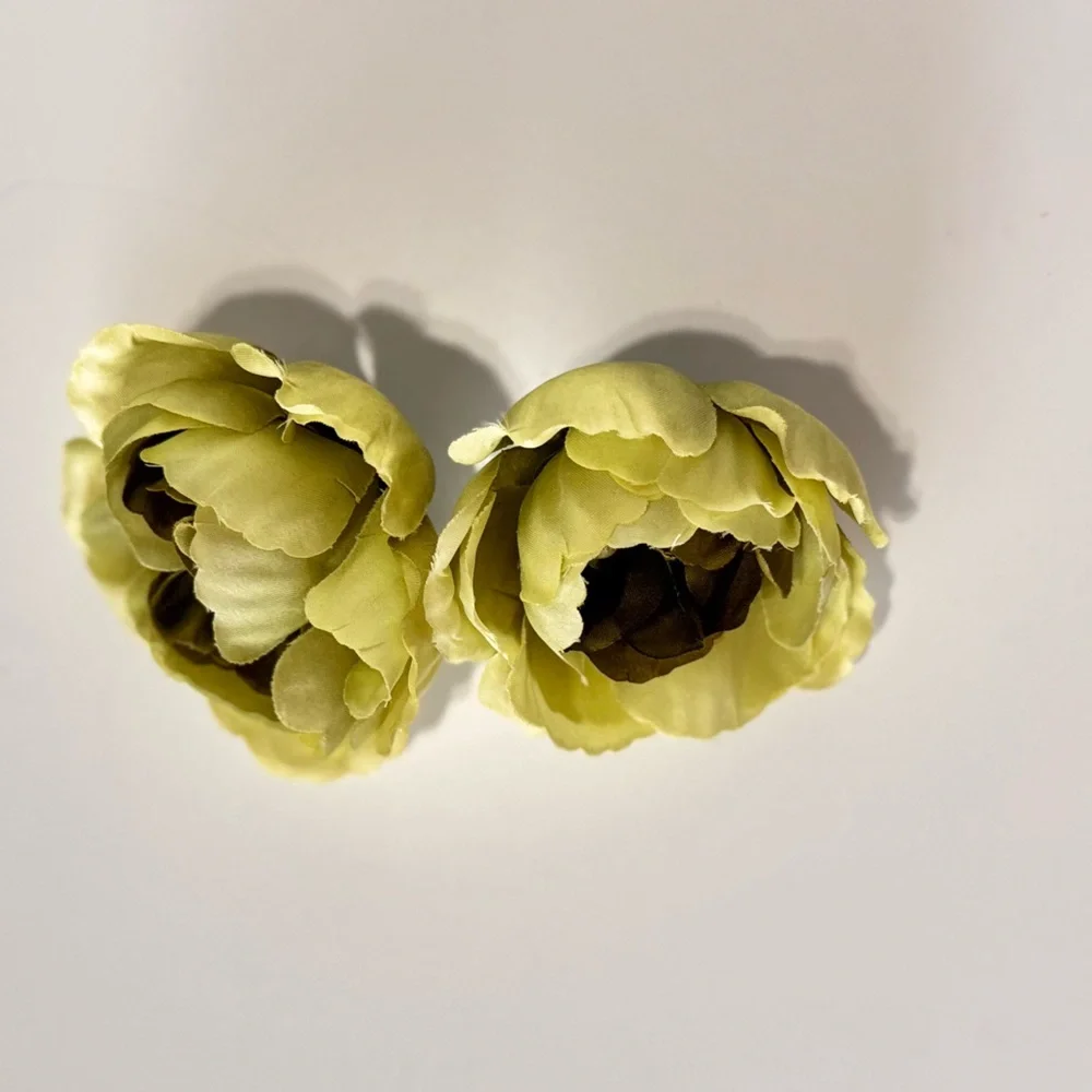 LIFELIKE 2 Olive Green Ranunculus Faux Flowers - Wreath, Wedding, Home Decor